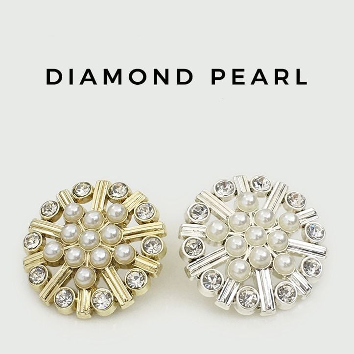 Versatile Rhinestone Pearl Hollow Flower Metal Buttons
