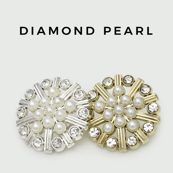 Versatile Rhinestone Pearl Hollow Flower Metal Buttons