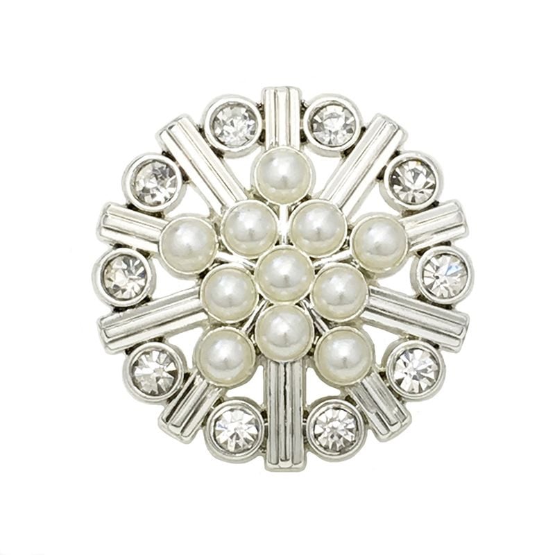 Versatile Rhinestone Pearl Hollow Flower Metal Buttons