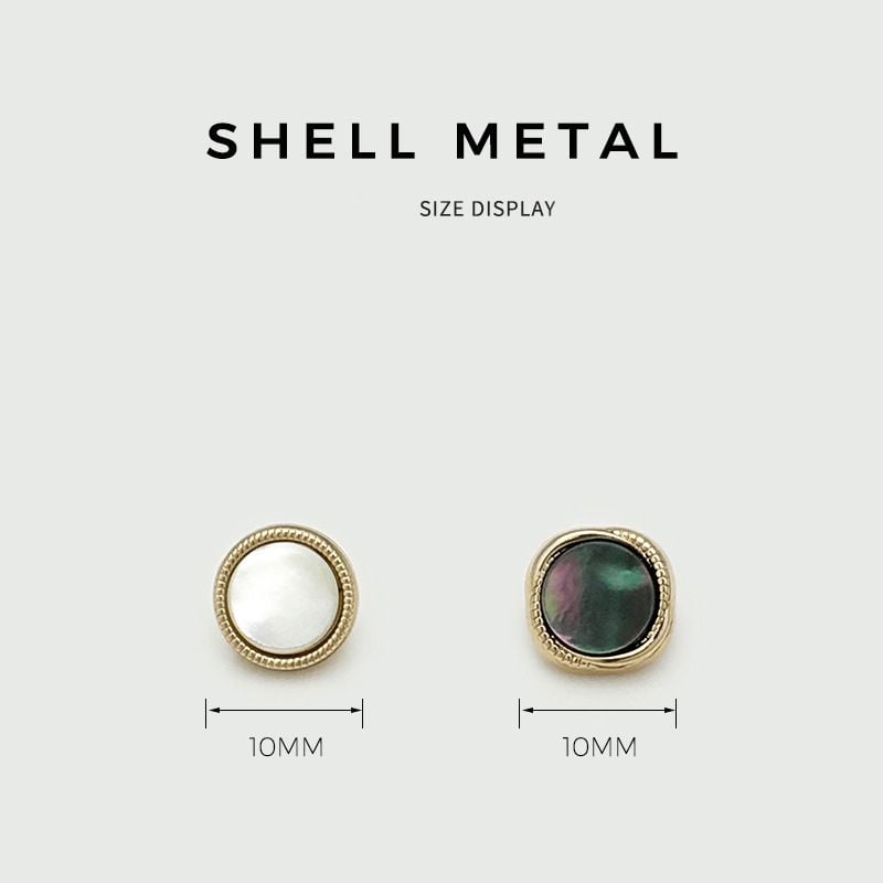 Vintage Faux Shell Pearl Oval Metal Buttons