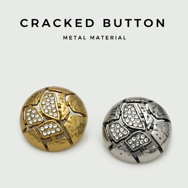 Vintage Irregular Hollow Crack Rhinestone Metal Buttons
