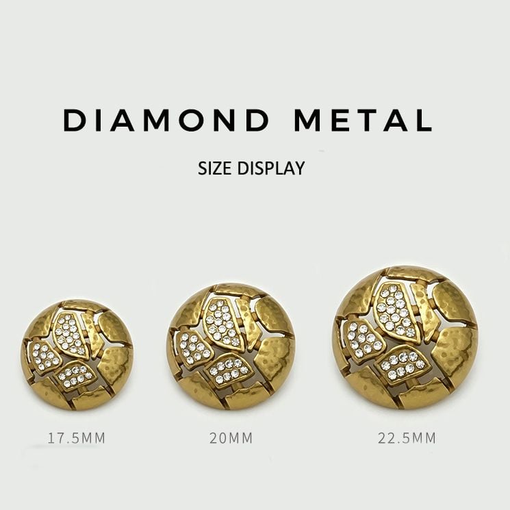 Vintage Irregular Hollow Crack Rhinestone Metal Buttons