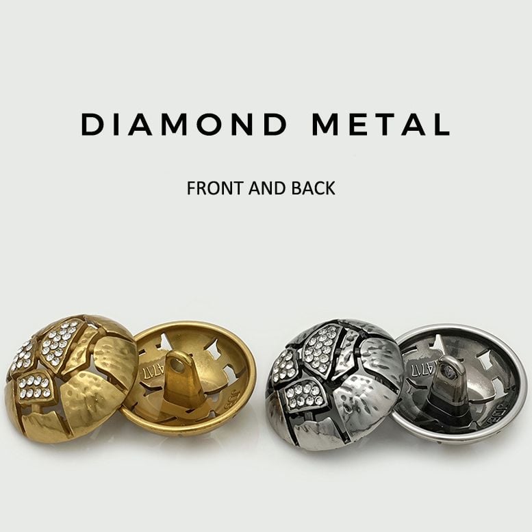 Vintage Irregular Hollow Crack Rhinestone Metal Buttons
