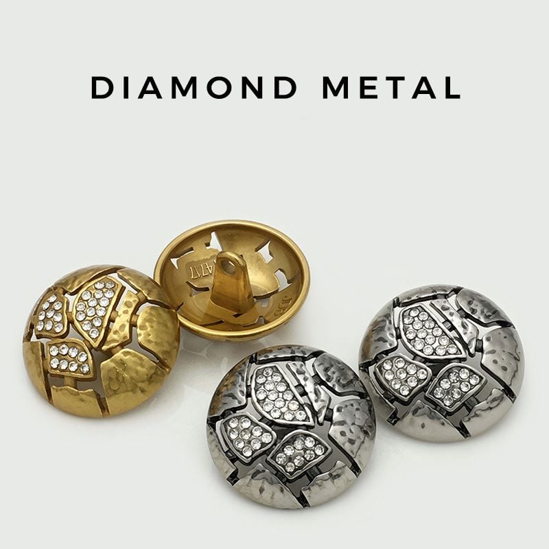 Vintage Irregular Hollow Crack Rhinestone Metal Buttons