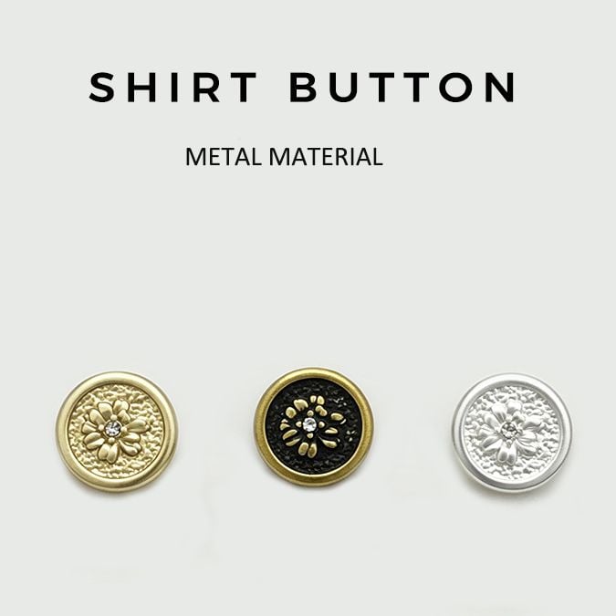 Vintage Rhinestone Flower Round Buttons