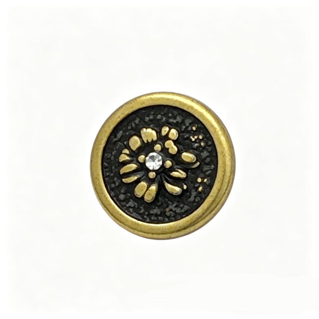 Vintage Rhinestone Flower Round Buttons