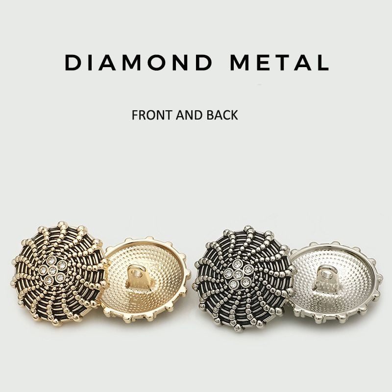 Vintage Round Spiral Rhinestone Metal Buttons