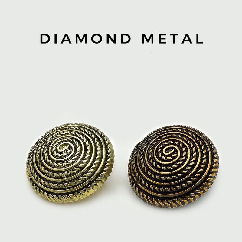 Vintage Round Spiral Rhinestone Metal Buttons