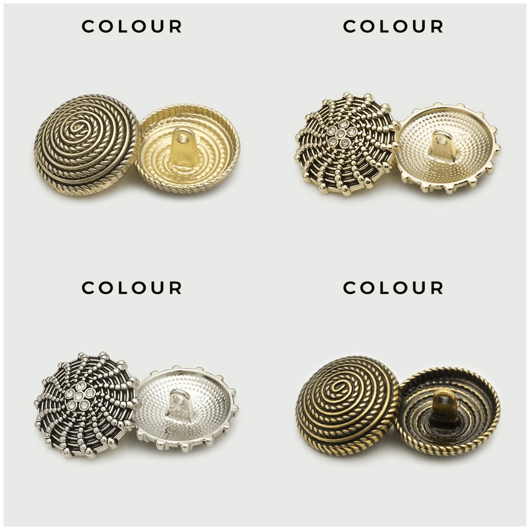 Vintage Round Spiral Rhinestone Metal Buttons