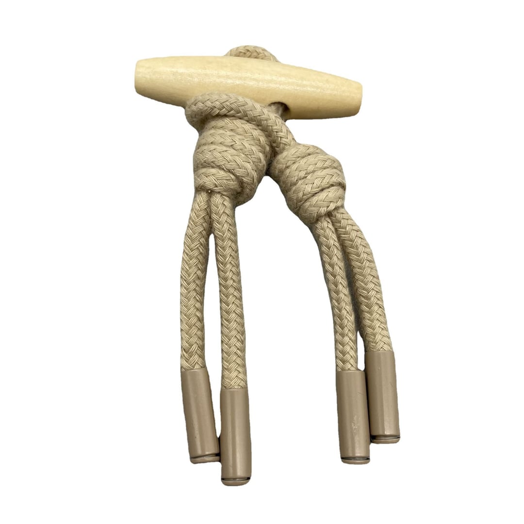 Wood Cotton Cord Toggle Buttons with Alloy Tip for Wool Coat Decoration
