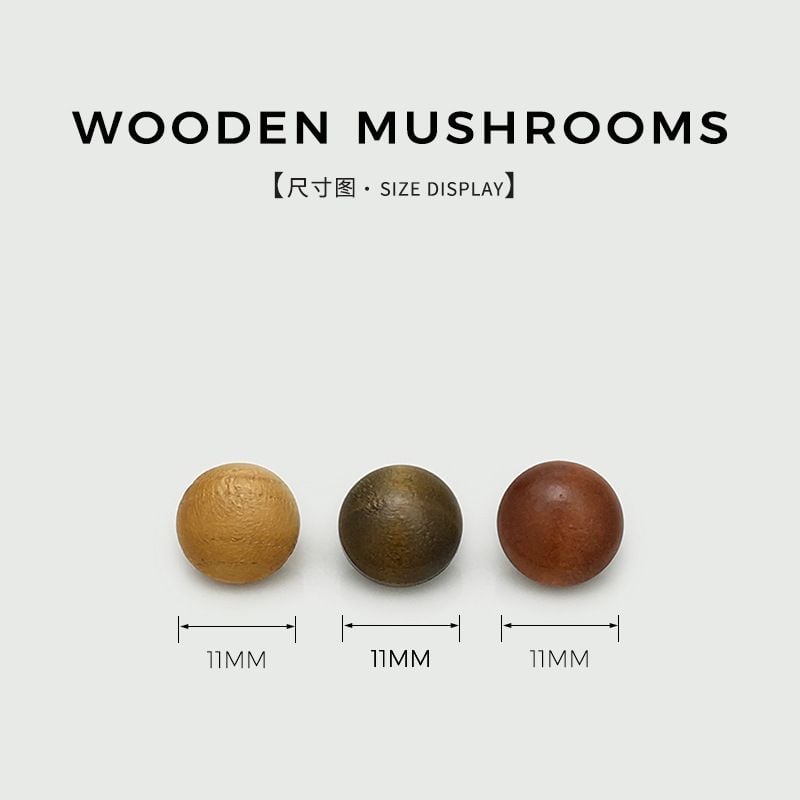Wooden Mushroom-shaped Round High-foot Metal Buttons