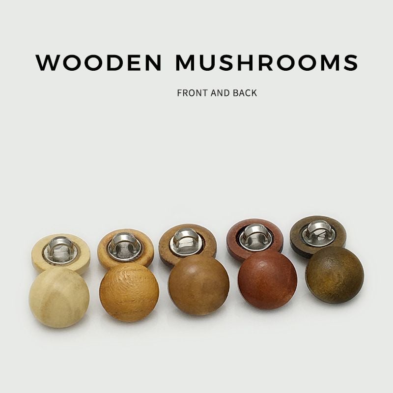 Wooden Mushroom-shaped Round High-foot Metal Buttons