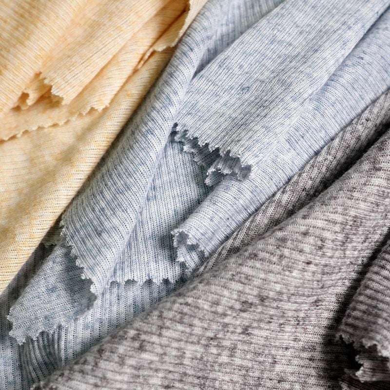 Yarn Dyed Linen Polyester Rib Knit Fabric For Women