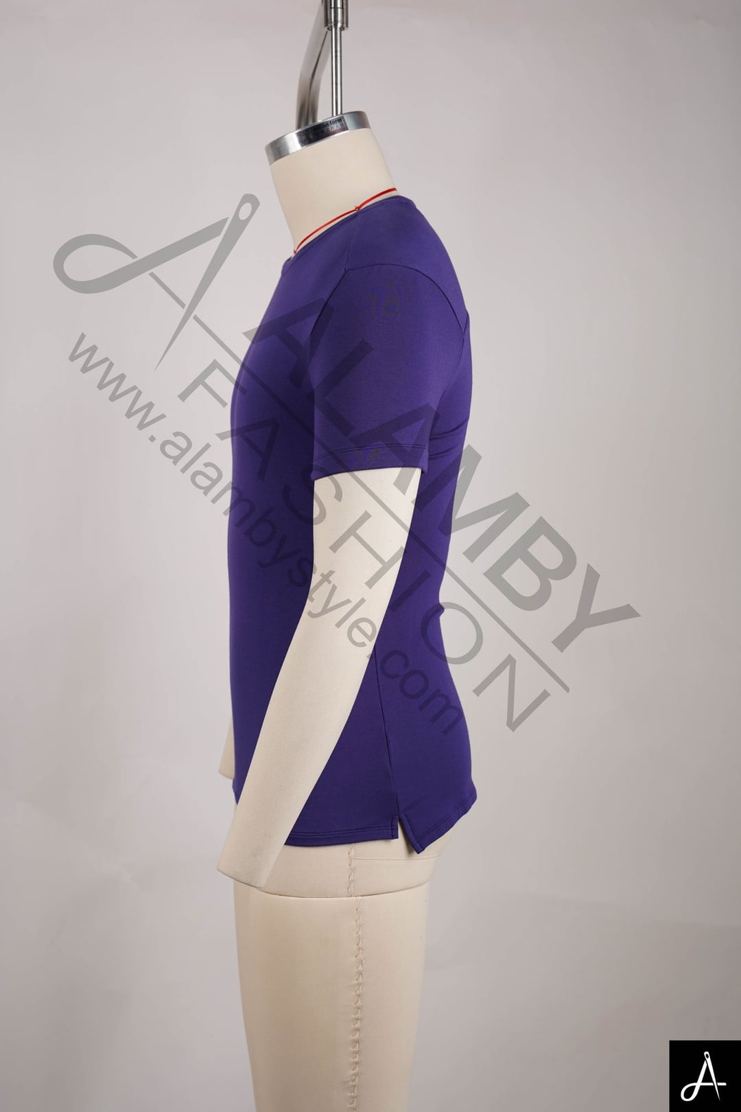 Purple Short Sleeve Crew Neck T-Shirt with Chest Print