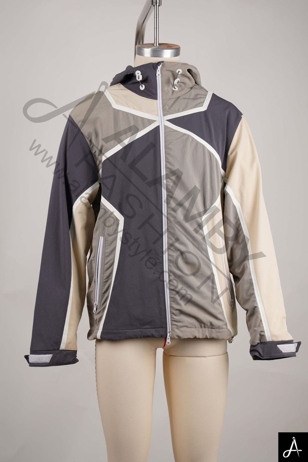 Retro Color-Block Hooded Windbreaker Jacket