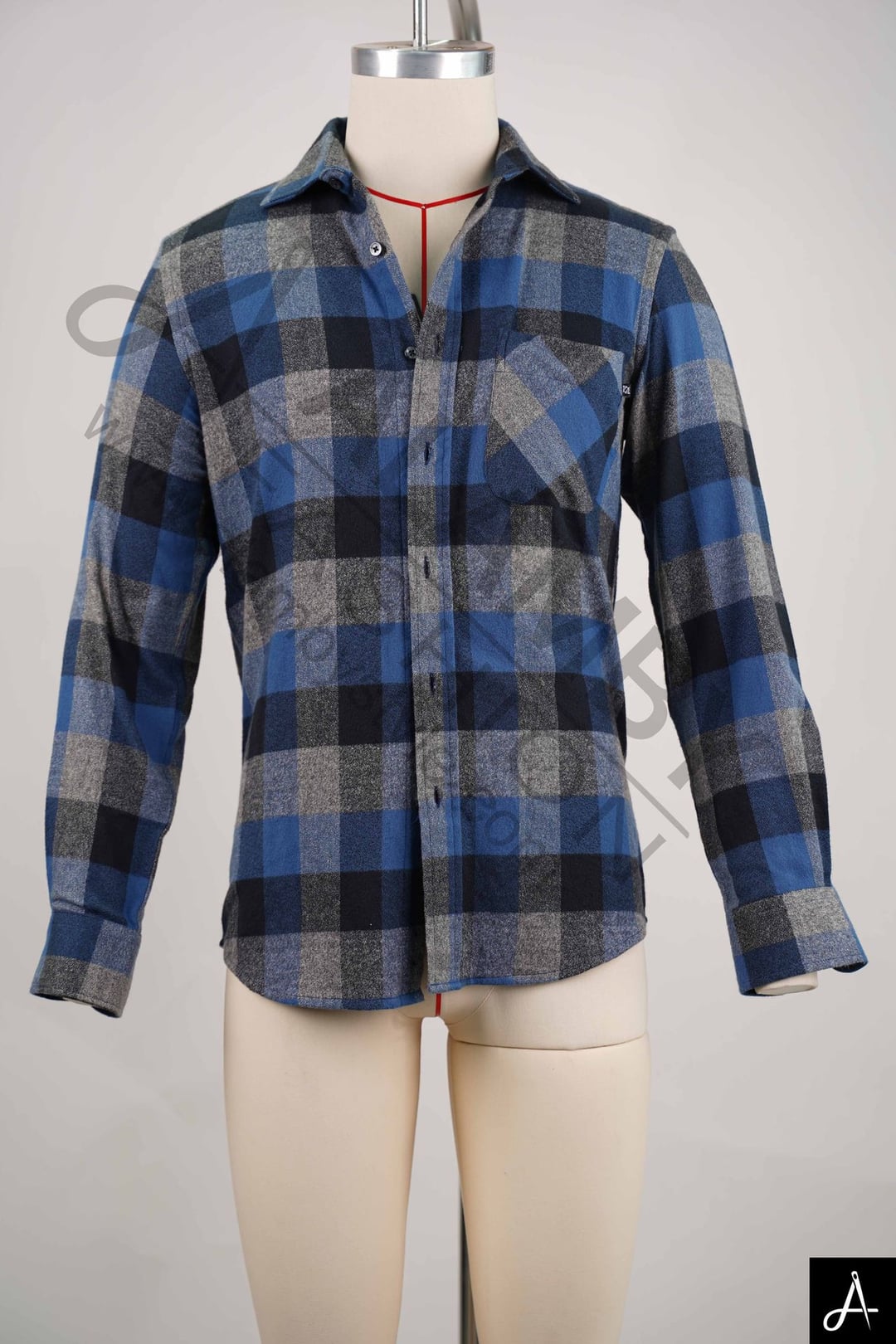 Blue & Black Plaid Long Sleeve Flannel Shirt
