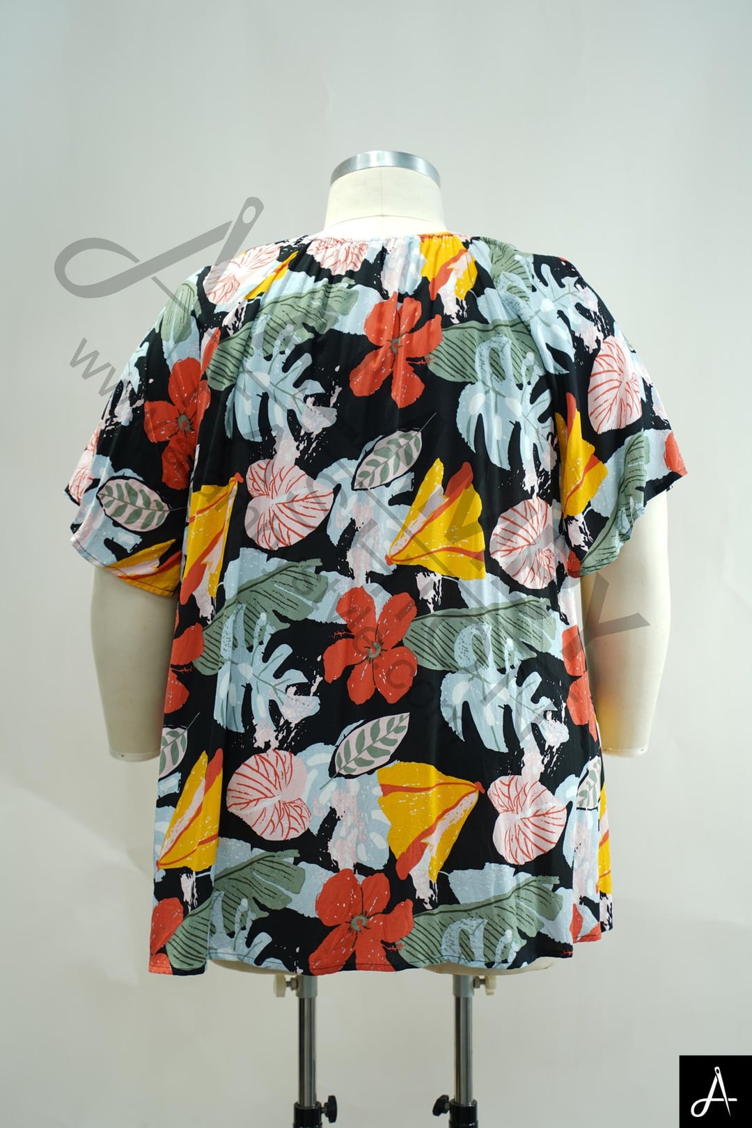 Floral Print V-Neck Short Sleeve Blouse