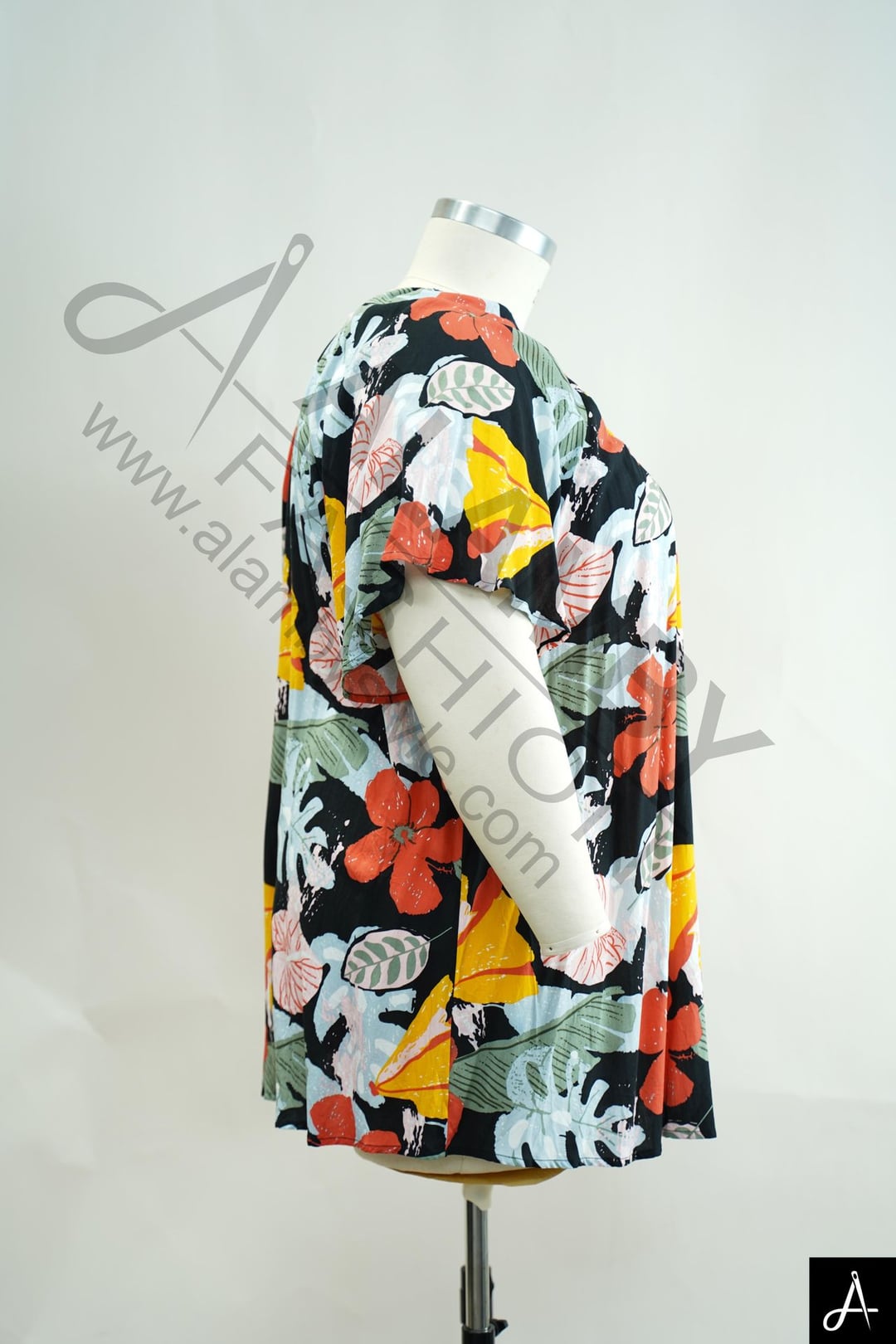 Floral Print V-Neck Short Sleeve Blouse