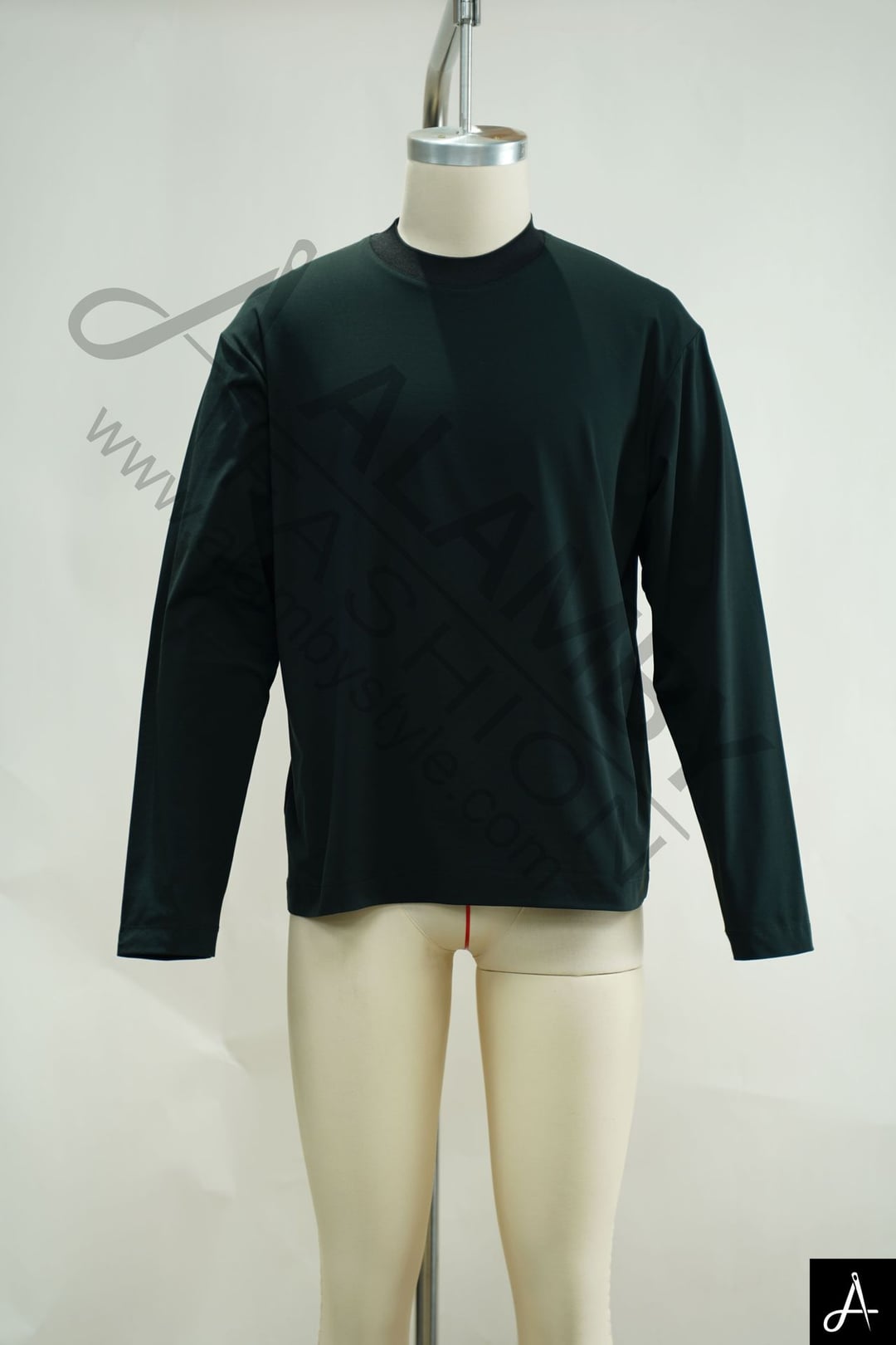 Men's 100% Cotton Crew Neck Long Sleeve T-Shirt, Black