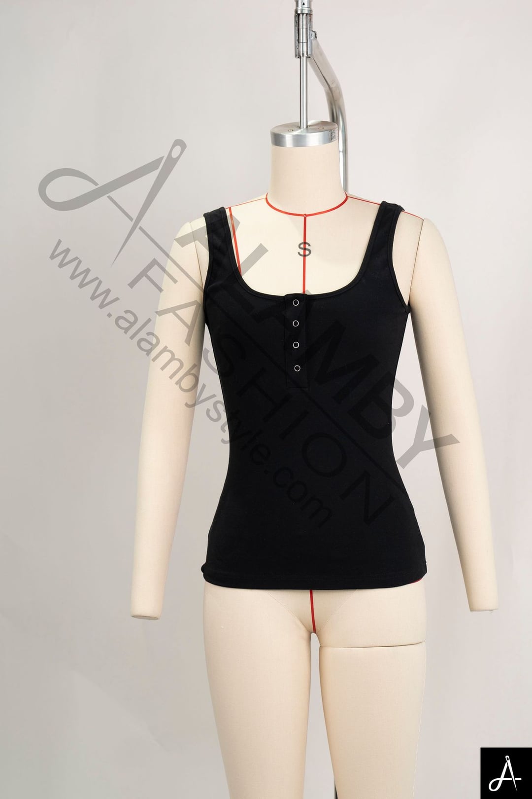 Square Neck Button‑Front Sleeveless Bodysuit
