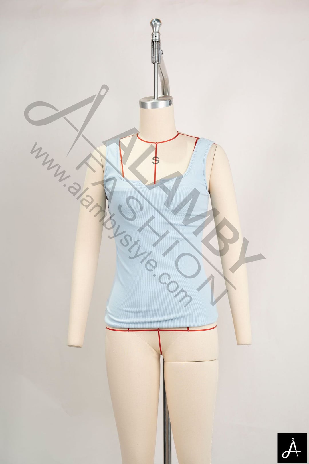 Square Neck Contrast‑Piping Sleeveless Cami Top