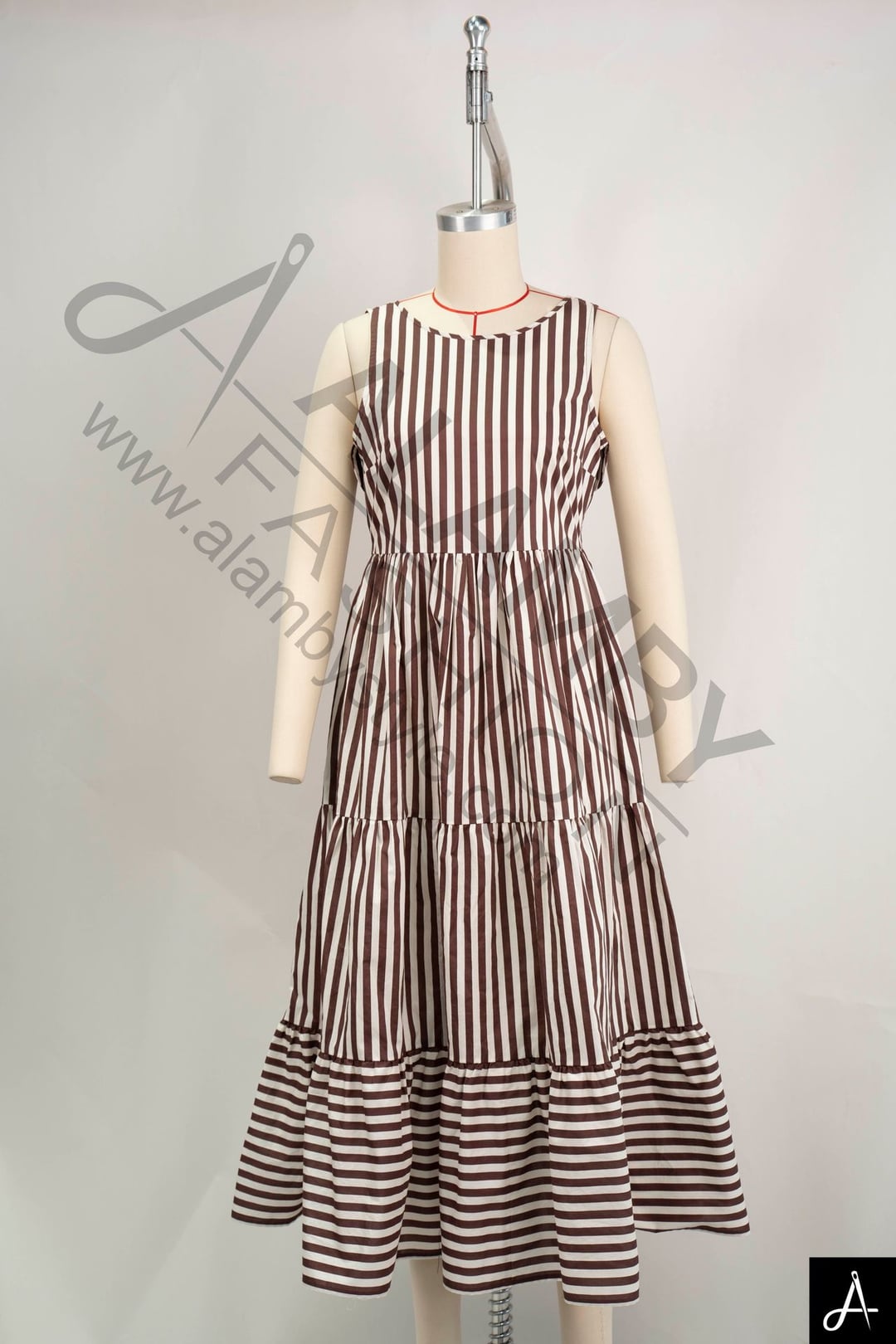 Sleeveless Striped Waisted Dress