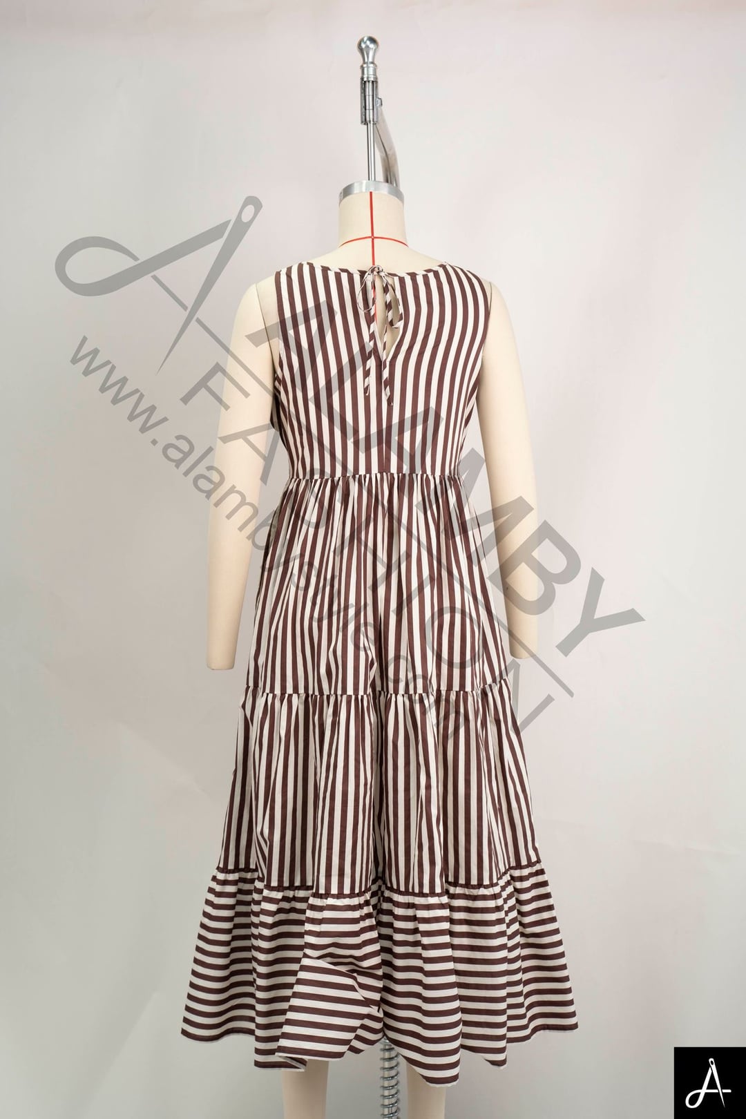 Sleeveless Striped Waisted Dress