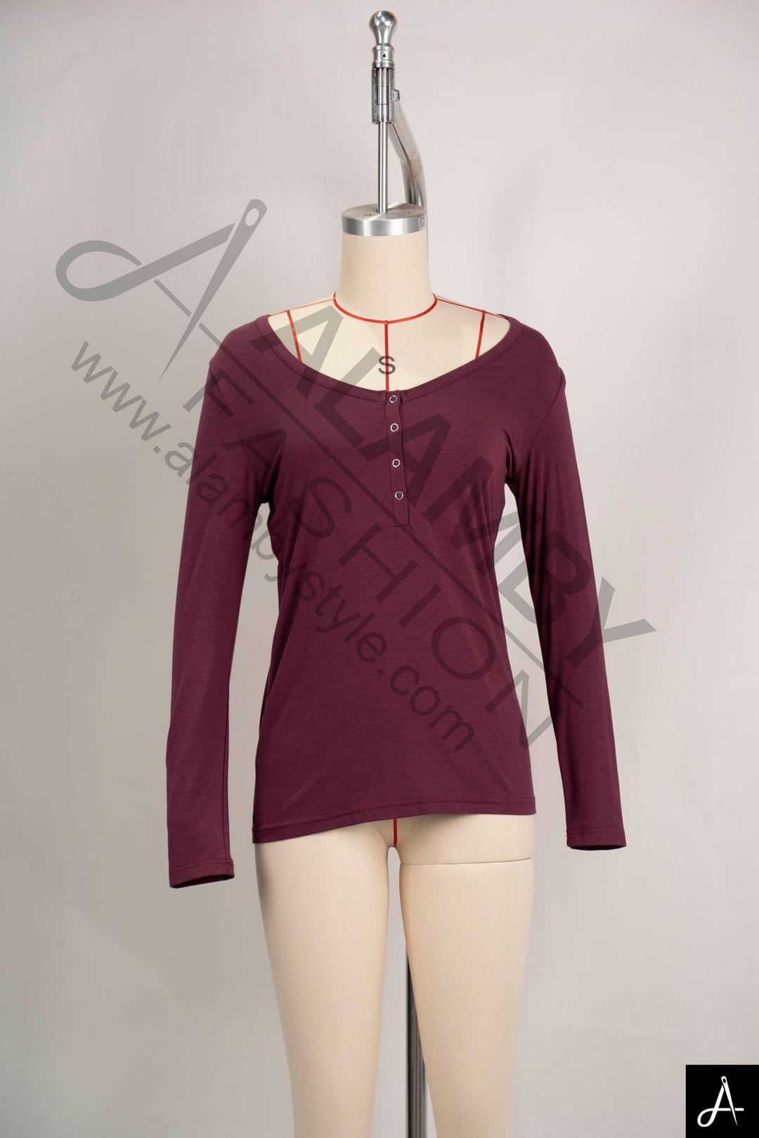 Women's V‑Neck Long Sleeve Ribbed Knit Top