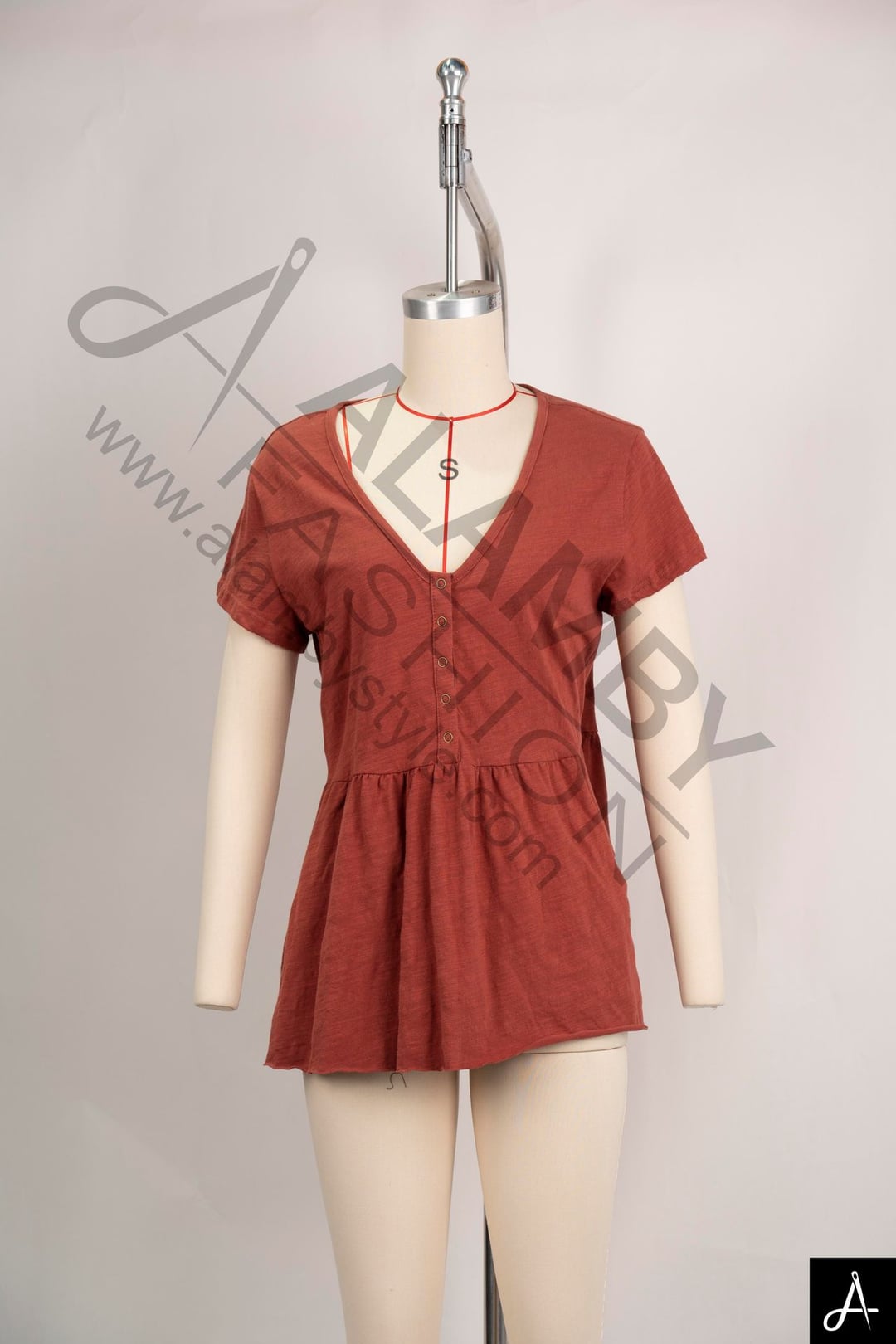 Women's V‑Neck Short Sleeve Ruched Mini Dress